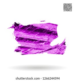 Purple brush stroke and texture. Grunge vector abstract hand - painted element. Underline and border design.