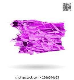 Purple brush stroke and texture. Grunge vector abstract hand - painted element. Underline and border design.