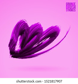 Purple brush stroke and texture. Grunge vector abstract hand - painted element. Underline and border design.
