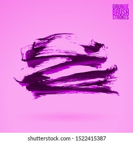 Purple brush stroke and texture. Grunge vector abstract hand - painted element. Underline and border design.