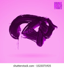 Purple brush stroke and texture. Grunge vector abstract hand - painted element. Underline and border design.