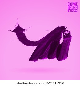 Purple brush stroke and texture. Grunge vector abstract hand - painted element. Underline and border design.