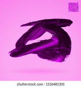 Purple brush stroke and texture. Grunge vector abstract hand - painted element. Underline and border design.