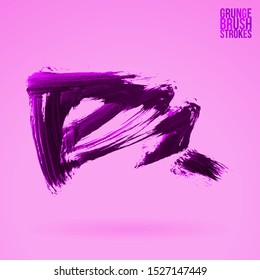 Purple brush stroke and texture. Grunge vector abstract hand - painted element. Underline and border design.