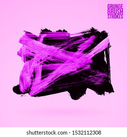 Purple brush stroke and texture. Grunge vector abstract hand - painted element. Underline and border design.
