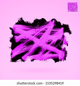 Purple brush stroke and texture. Grunge vector abstract hand - painted element. Underline and border design.