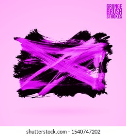 Purple brush stroke and texture. Grunge vector abstract hand - painted element. Underline and border design.