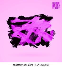 Purple brush stroke and texture. Grunge vector abstract hand - painted element. Underline and border design.