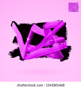 Purple brush stroke and texture. Grunge vector abstract hand - painted element. Underline and border design.