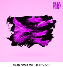 Purple brush stroke and texture. Grunge vector abstract hand - painted element. Underline and border design.