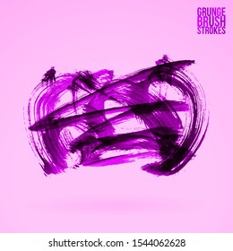 Purple brush stroke and texture. Grunge vector abstract hand - painted element. Underline and border design.