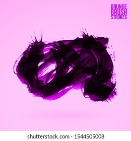 Purple brush stroke and texture. Grunge vector abstract hand - painted element. Underline and border design.