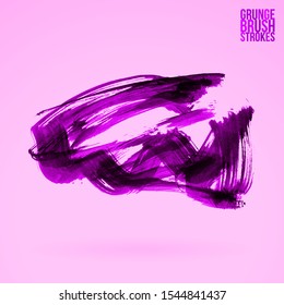 Purple brush stroke and texture. Grunge vector abstract hand - painted element. Underline and border design.