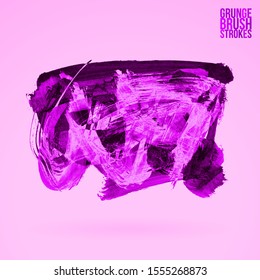 Purple brush stroke and texture. Grunge vector abstract hand - painted element. Underline and border design.