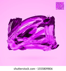 Purple brush stroke and texture. Grunge vector abstract hand - painted element. Underline and border design.