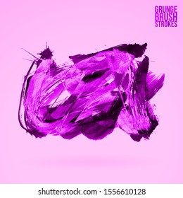 Purple brush stroke and texture. Grunge vector abstract hand - painted element. Underline and border design.