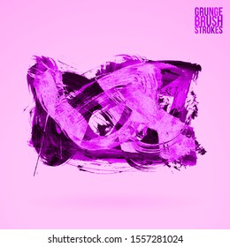Purple brush stroke and texture. Grunge vector abstract hand - painted element. Underline and border design.