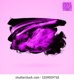 Purple brush stroke and texture. Grunge vector abstract hand - painted element. Underline and border design.