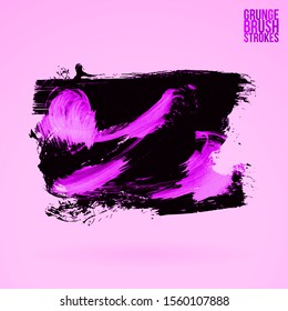 Purple brush stroke and texture. Grunge vector abstract hand - painted element. Underline and border design.