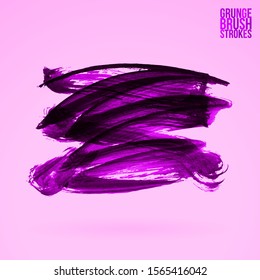 Purple brush stroke and texture. Grunge vector abstract hand - painted element. Underline and border design.