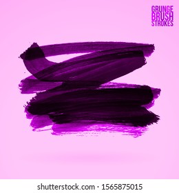 Purple brush stroke and texture. Grunge vector abstract hand - painted element. Underline and border design.