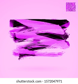 Purple brush stroke and texture. Grunge vector abstract hand - painted element. Underline and border design.