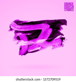 Purple brush stroke and texture. Grunge vector abstract hand - painted element. Underline and border design.