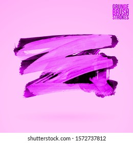Purple brush stroke and texture. Grunge vector abstract hand - painted element. Underline and border design.