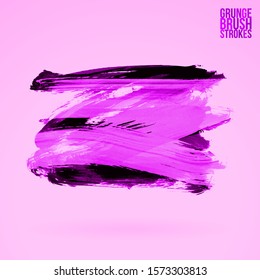 Purple brush stroke and texture. Grunge vector abstract hand - painted element. Underline and border design.