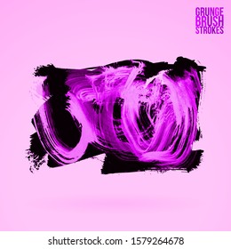 Purple brush stroke and texture. Grunge vector abstract hand - painted element. Underline and border design.