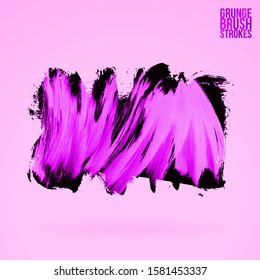 Purple brush stroke and texture. Grunge vector abstract hand - painted element. Underline and border design.