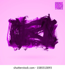 Purple brush stroke and texture. Grunge vector abstract hand - painted element. Underline and border design.