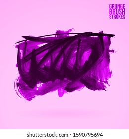 Purple brush stroke and texture. Grunge vector abstract hand - painted element. Underline and border design.