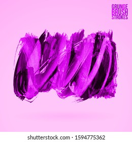 Purple brush stroke and texture. Grunge vector abstract hand - painted element. Underline and border design.