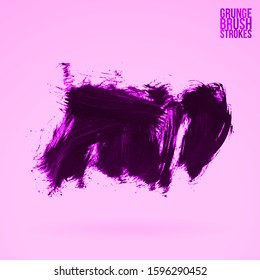 Purple brush stroke and texture. Grunge vector abstract hand - painted element. Underline and border design.