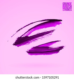 Purple brush stroke and texture. Grunge vector abstract hand - painted element. Underline and border design.