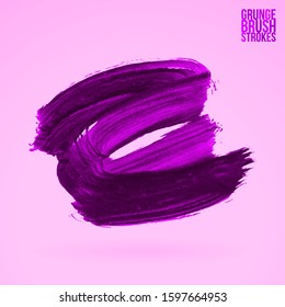 Purple brush stroke and texture. Grunge vector abstract hand - painted element. Underline and border design.