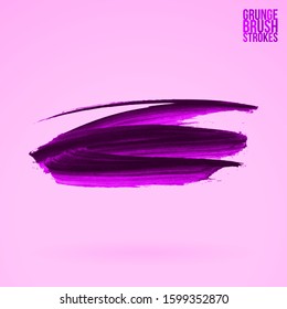 Purple brush stroke and texture. Grunge vector abstract hand - painted element. Underline and border design.