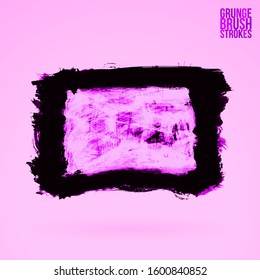 Purple brush stroke and texture. Grunge vector abstract hand - painted element. Underline and border design.