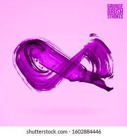 Purple brush stroke and texture. Grunge vector abstract hand - painted element. Underline and border design.
