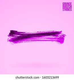 Purple brush stroke and texture. Grunge vector abstract hand - painted element. Underline and border design.