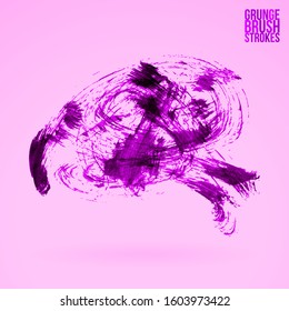 Purple brush stroke and texture. Grunge vector abstract hand - painted element. Underline and border design.