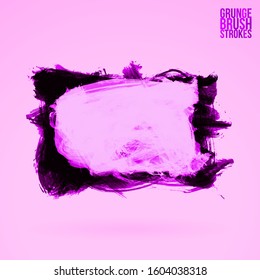 Purple brush stroke and texture. Grunge vector abstract hand - painted element. Underline and border design.