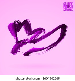Purple brush stroke and texture. Grunge vector abstract hand - painted element. Underline and border design.