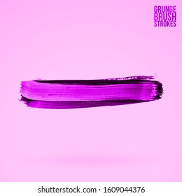 Purple brush stroke and texture. Grunge vector abstract hand - painted element. Underline and border design.