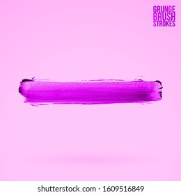 Purple brush stroke and texture. Grunge vector abstract hand - painted element. Underline and border design.