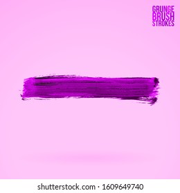 Purple brush stroke and texture. Grunge vector abstract hand - painted element. Underline and border design.