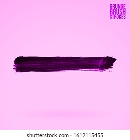 Purple brush stroke and texture. Grunge vector abstract hand - painted element. Underline and border design.