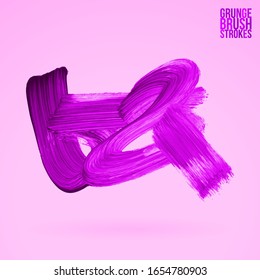 Pincel púrpura y textura. Grunge vectorial abstracto de la mano - elemento pintado. Diseño de subrayado y borde.