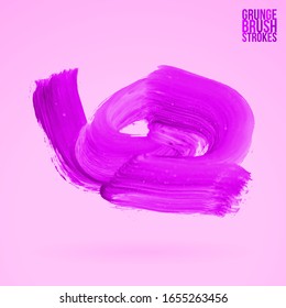 Purple brush stroke and texture. Grunge vector abstract hand - painted element. Underline and border design.